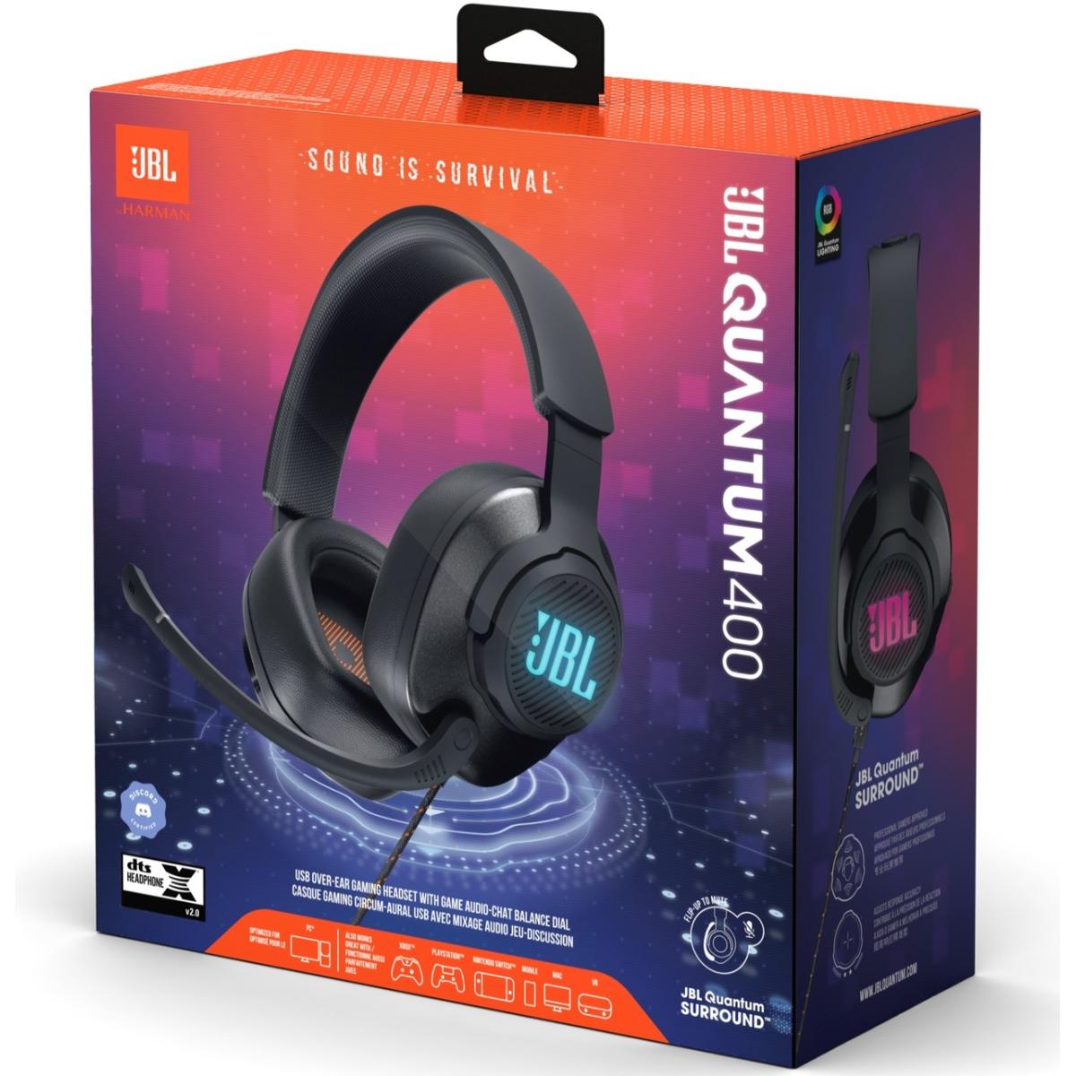 Jbl Quantum 400 Usb Over Ear Gaming Headset With Game Chat Balance Dial, Jbl Quantumsurround And Dts, Voice Focus Direional Flip Up Mic And Memory Foam Ear Cushions Black Jbl Quantum 400 Usb Over Ear Gaming Headset With Game Chat Balance Dial, Jbl Quantumsurround And Dts, Voice Focus Direional Flip Up Mic And Memory Foam Ear Cushions Black