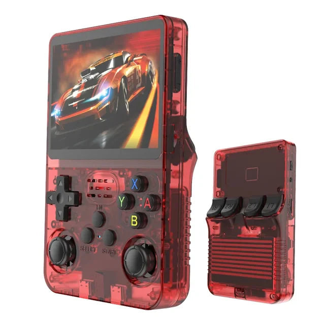R36S Handheld Game Console, 3.5 inch IPS Screen Retro Gaming Console 64G Card with 15000+Classic Games, Open Source Linux Portable Video Player (RED) - CompuMe