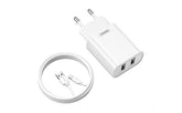 Remax Rp U35 EU Wall Charger with 2 Charging Ports for Lightning Port Type C