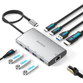 RSHTECH RSH-T09 9 in 1 Type-C Hub with 4K HDMI 10Gbps USB-3.2 Ports