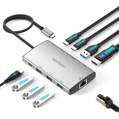 RSHTECH RSH-T09 9 in 1 Type-C Hub with 4K HDMI 10Gbps USB-3.2 Ports