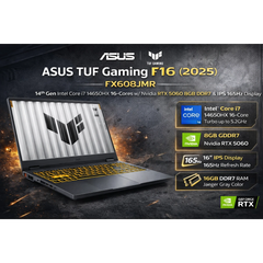 ASUS TUF Gaming F16 (2025) FX608JMR 14Gen Intel Core i7 14650HX 16-Cores w/ Nvidia RTX 5060 8GB DDR7 & IPS 165Hz Display - Gray