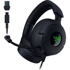 Razer Kraken V4 X Chroma RGB Wired Gaming Headset w/ 7.1 surround sound, Cardioid Mic & Memory Foam Cushions, Type C & Type A Cable for PC, Mac, PS5,Smartphone