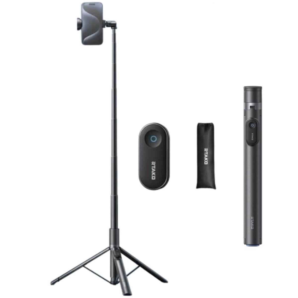 Rtako Rzp001 Ab226 Selfie Stick With Tripod And Self Expanding Legs, 720° Rotation, 1.7m With Smart Design Black