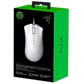 Razer DeathAdder Wired Essential Gaming Mouse 6400 DPI Optical Sensor 5 Programmable Buttons Mechanical Switches Rubber Side Grips-White