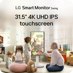 LG 32U889SA Smart Monitor Swing 32" IPS 4K UHD HDR10 Touchscreen on a Fully Adjustable Wheeled Base , webOS, Built-in Speaker, HDMI, USB Type-C, Tilt/Height/Swivel/Pivot Stand, White