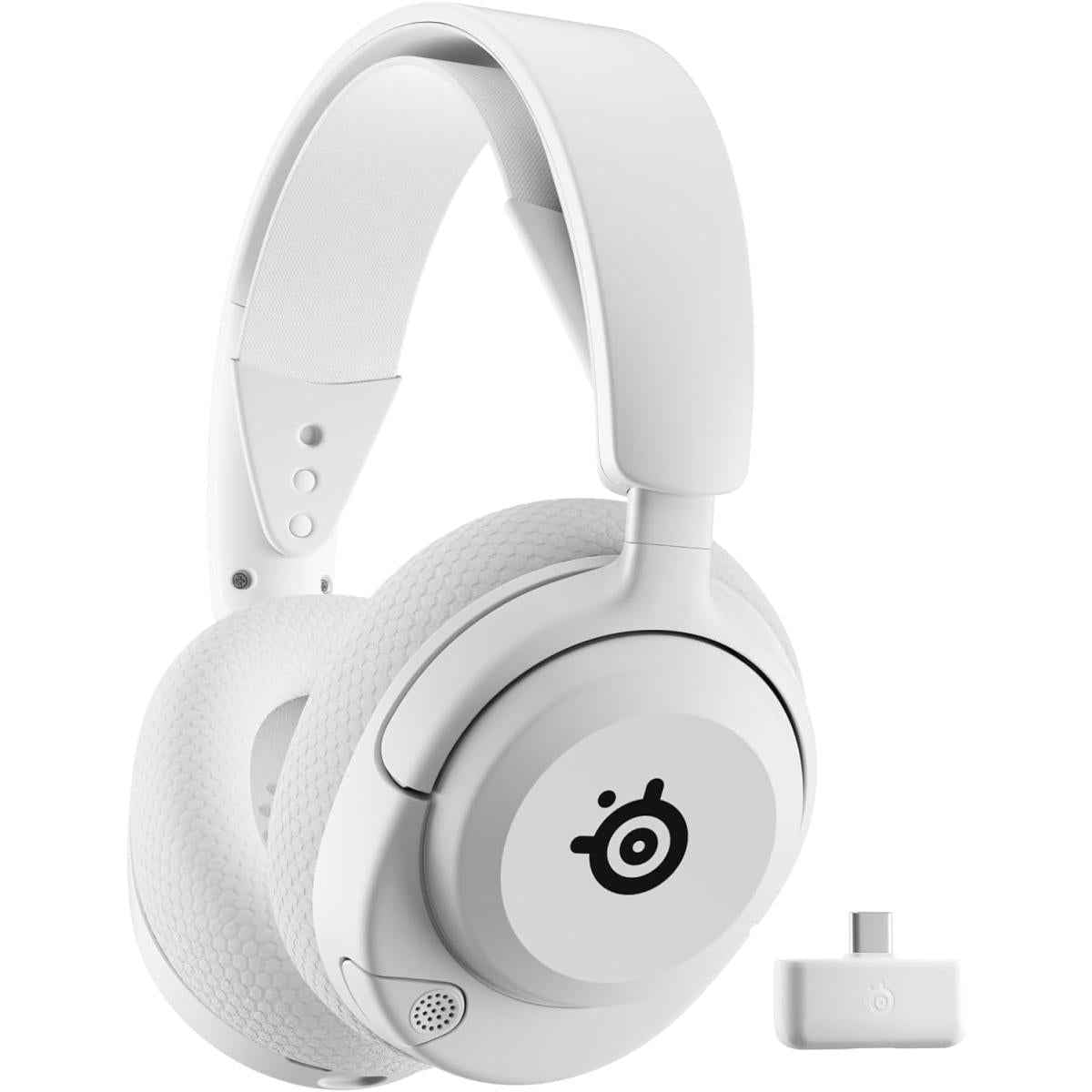 Steelseries Aris Nova 5 Wireless Headphones, 40mm Neodymium Drivers, Clearcast Gen 2.x, Retraable Boom, 360° Spatial Audio, Quick Switch Wireless, White