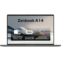 Asus Zenbook A14 (2024) Ux3407ra Copilot+ Pc New Snapdragon X Elite 78 12 Cores Ai Powered Up To 18 Hours Ultra Lightweight 980g W/ Dedicated Copilot Key & Oled Iceland Gray - CompuMe