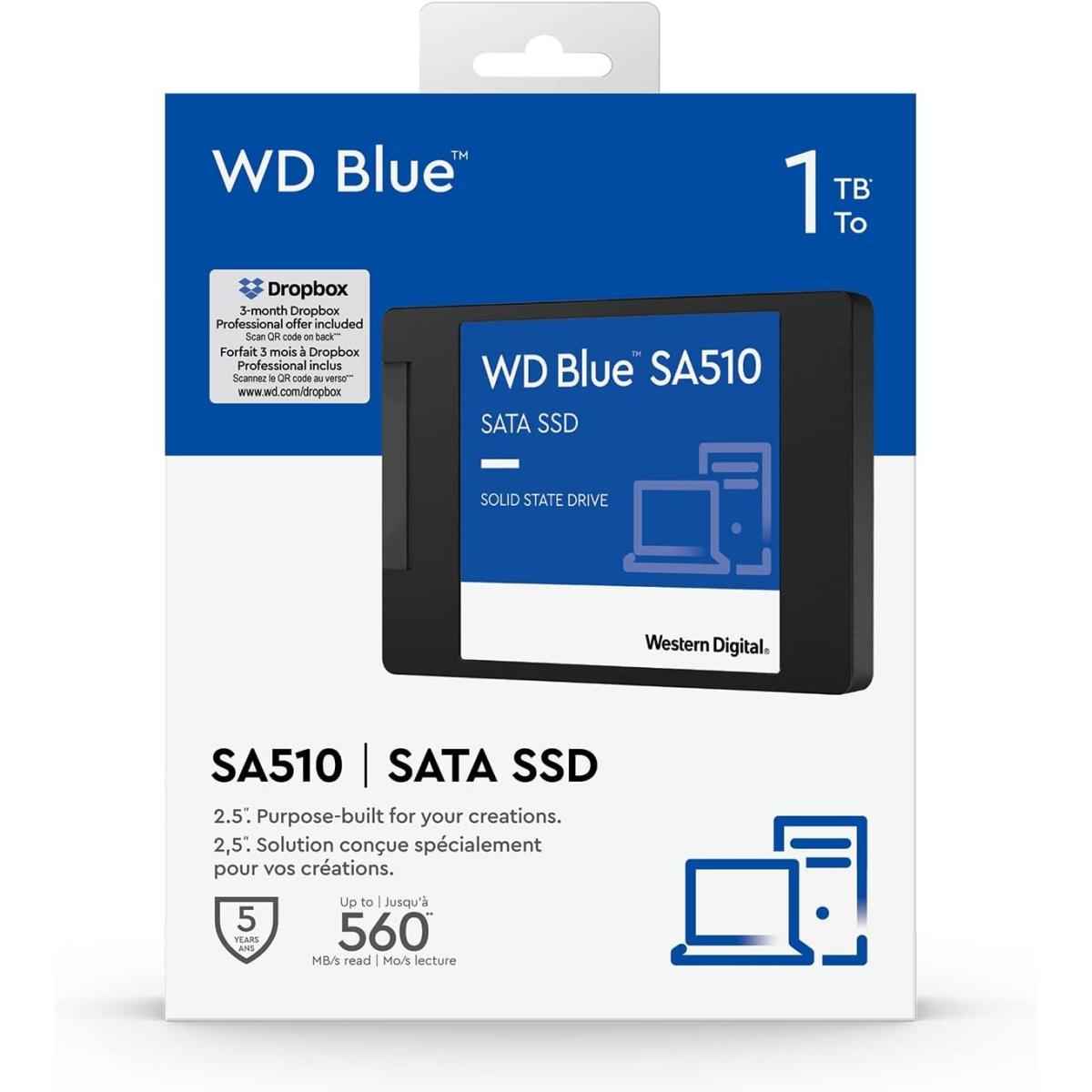 Western Digital 1tb Wd Blue Sa510 Sata Internal Solid State Drive Ssd Sata Iii 6 Gb/s, 2.5"/7mm, Up To 560 Mb/s