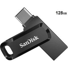 SanDisk 128GB Ultra Dual Drive Go 2-in-1 Flash Drive, 128GB Capacity, Type-A and Type-C Conneors, USB 3.2 Gen 1, 400 MB/s Max Read Speed, Swivel Cover with Keyring Hole, Black