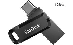 SanDisk 128GB Ultra Dual Drive Go 2-in-1 Flash Drive, 128GB Capacity, Type-A and Type-C Conneors, USB 3.2 Gen 1, 400 MB/s Max Read Speed, Swivel Cover with Keyring Hole, Black