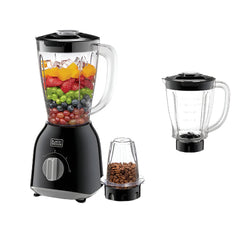 Black & Decker Blender with 2 Grinders, 400Watts, Black - BX365-B5