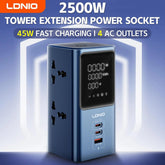 LDNIO SC2 Universal 4AC Outlets Power Strip Surge Proteor Extension Wire With Led Screen for Home and Office