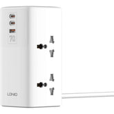 LDNIO SC4383 2USB-C+USB-A Power Strips 2500W Tower Extension Power Socket with 70W USB Ports for Phone Charger EU US UK Plug - White