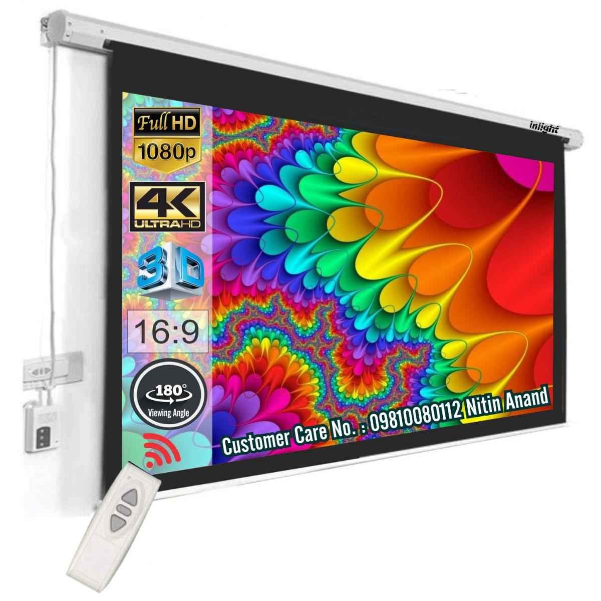 NO - Brand Motorized Projector Screen Wall Mount (2mx2m) with Remote with monitor