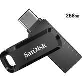 SanDisk 256GB Ultra Dual Drive Go 2-in-1 Flash Drive, 256GB Capacity, Type-A and Type-C Connectors, USB 3.2 Gen 1, 400 MB/s Max Read Speed, Swivel Cover with Keyring Hole, Black