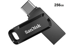 SanDisk 256GB Ultra Dual Drive Go 2-in-1 Flash Drive, 256GB Capacity, Type-A and Type-C Conneors, USB 3.2 Gen 1, 400 MB/s Max Read Speed, Swivel Cover with Keyring Hole, Black
