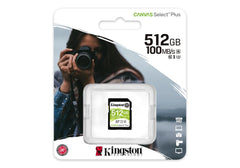 Kingston Memory Card 512GB SDXC Canvas Select Plus 100R C10 UHS-I U3 V30