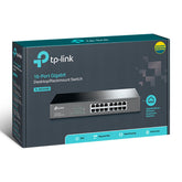Tp Link Tl Sg1016d 10/100/1000mbps 16 Port Ethernet Unmanaged Switch Plug And Play Metal Desktop/rackmount & Fanless - CompuMe