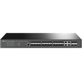 TP-Link Omada SG3428XF 24-Port SFP L2+ Managed Switch with 4 10GE SFP+ Slots, 20x Gigabit SFP Ports, 4x Gigabit SFP/RJ45 Combo Ports, 4x 10G SFP+ Slots, 1x RJ45 Console Port, Black