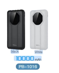 Totu Power Bank with Cord Stand, 10000Mah, Black/White - PB-1016