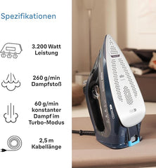 Braun Iron EloxalPlus with FreeGlide 3D Technology 3200 W 330 Ml Blue