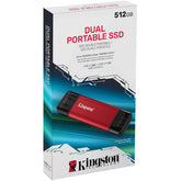Kingston Dual Portable SSD (512GB) USB 3.2 Gen 2 (USB Type-A and Type-C) Portable External Solid State Drive (SSD) Up to Up to 1,050MB/s Read, 950MB/s Write | SPSD/512GB |