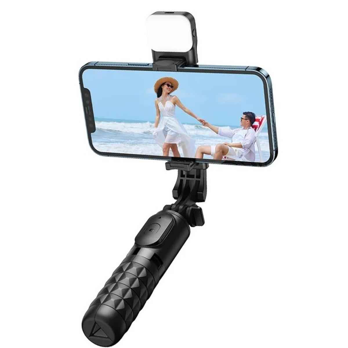 Mcdodo Ss 1781 Adjustable Wireless Selfie Stick With Single Lamp,with 6 Adjustable Brightness Levels, Up To 60 120 Hours Black