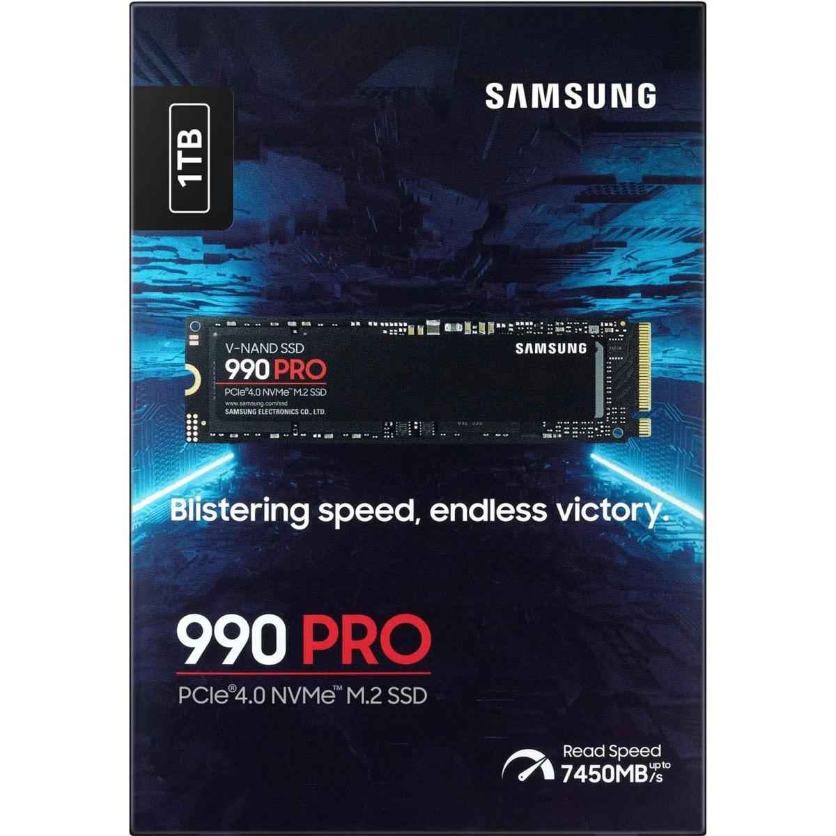 Samsung 990 PRO 1TB PCIe 4.0 NVMe M.2 SSD-Sequential Read/Write (7450/6900 MB/s) | MZ-V9P1T0BW |