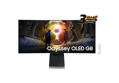 Samsung Odyssey OLED G8 Smart (DG852) 34" 3K UWQHD (3440x1440) Curved, 175Hz, 0.03ms(GTG), QD-OLED, HDR10+, 10Bits, 99% DCI Coverage PRO Colors, G-Sync Compatible, w/ Adaptive Sound Pro Speakers, Ergonomic Stand & Core Sync