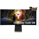 Samsung Odyssey OLED G8 2025 Smart (DG852) 34" 3K UWQHD (3440x1440) Curved, 175Hz, 0.03ms(GTG), QD-OLED, HDR10+, 10Bits, 99% DCI Coverage PRO Colors, G-Sync Compatible, w/ Adaptive Sound Pro Speakers, Ergonomic Stand & Core Sync | LS34DG852SMXUE
