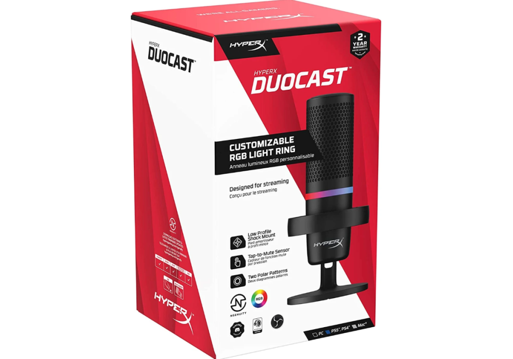 HyperX DuoCast - RGB USB Condenser Microphone for PC, PS5, PS4, Mac, Gaming, Streaming, Podcasts, Twitch, YouTube, Discord (4P5E2AA) HyperX DuoCast - RGB USB Condenser Microphone for PC, PS5, PS4, Mac, Gaming, Streaming, Podcasts, Twitch, YouTube, Discord (4P5E2AA)