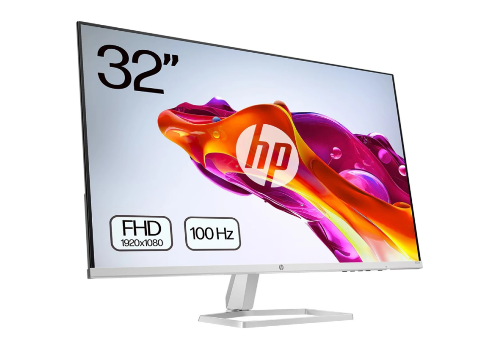 2024 HP 532sf Series 5 32 inch FHD Monitor, FHD Display (1920 x 1080), x2 HDMI Ports, IPS panel, 99% sRGB, 1000:1 contrast ratio, 300 nits, Eye Ease with Eyesafe certification - Silver & Black