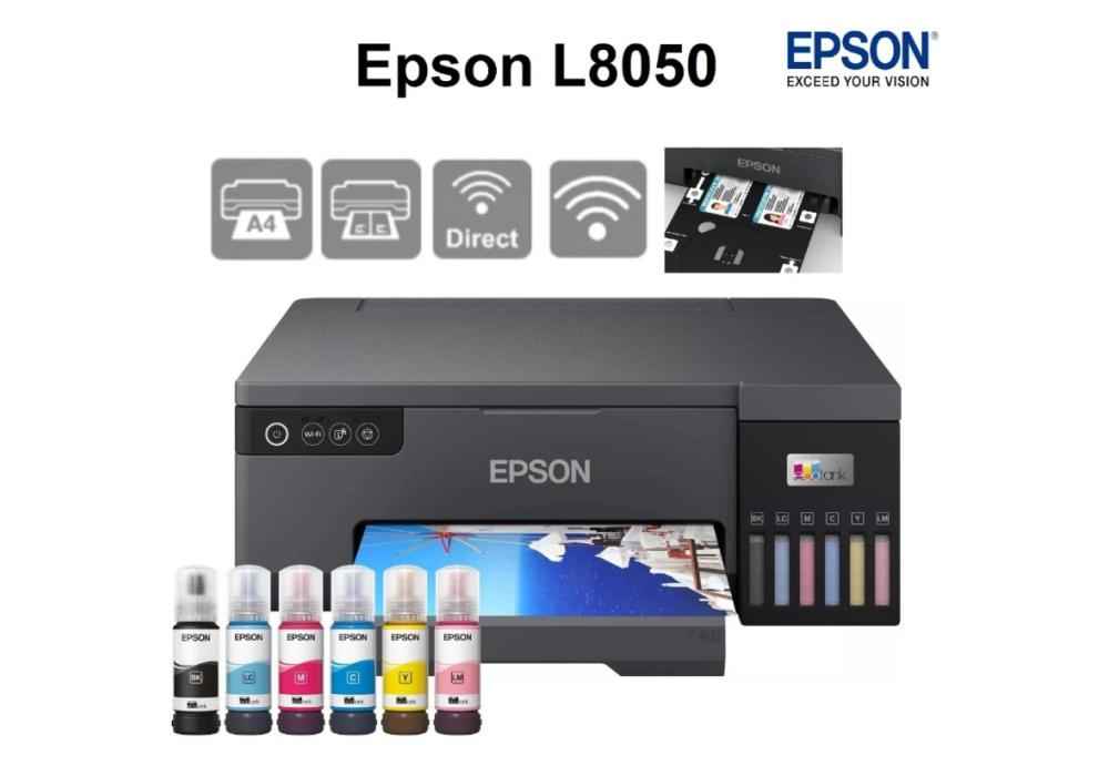 Epson EcoTank L8050 6-color Color A4 10x15cm Borderless photo with 5.760 x 1.440 DPI Resolution Inkjet 22 ppm Printer for Business Setup, Print On DVD Disk & ID Card Epson EcoTank L8050 6-color Color A4 10x15cm Borderless photo with 5.760 x 1.440 DPI Resolution Inkjet 22 ppm Printer for Business Setup, Print On DVD Disk & ID Card