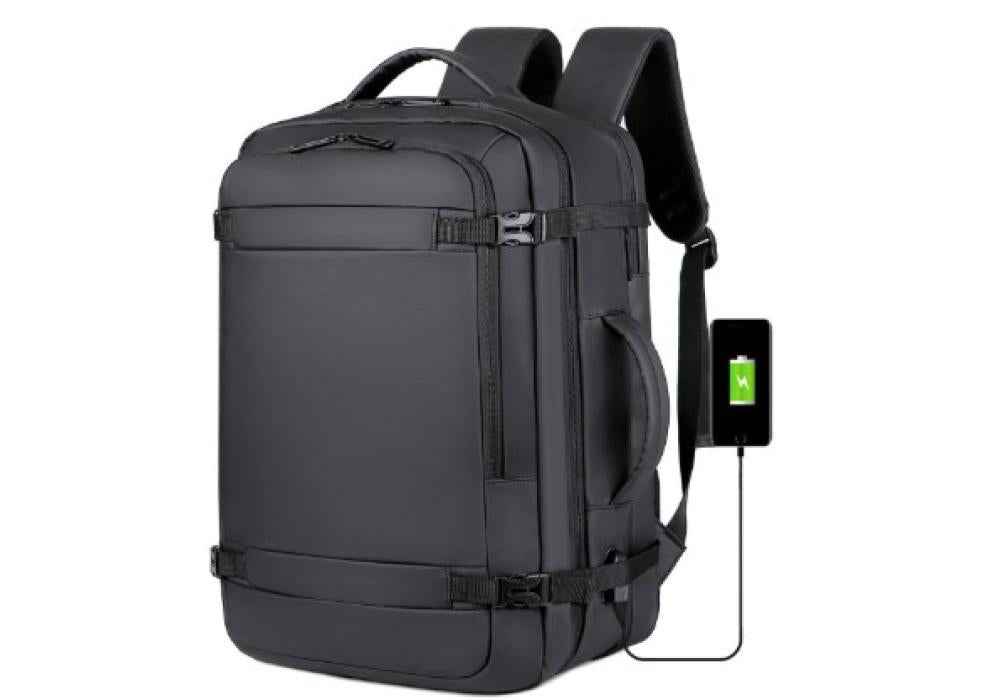 Hand Luggage Backpack, 40 L Hand Luggage Travel Backpack Laptop Backpack for 17.3 Inch Laptop Flight Approved Backpack Cabin Backpack for Weekender - Black