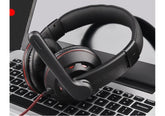 Headset OVLENG OV-P2 3.5mm Gaming Headphone Wired Earphone E-Sports Headphone with Adjustable Noise Cancelling Mic - Red & Black