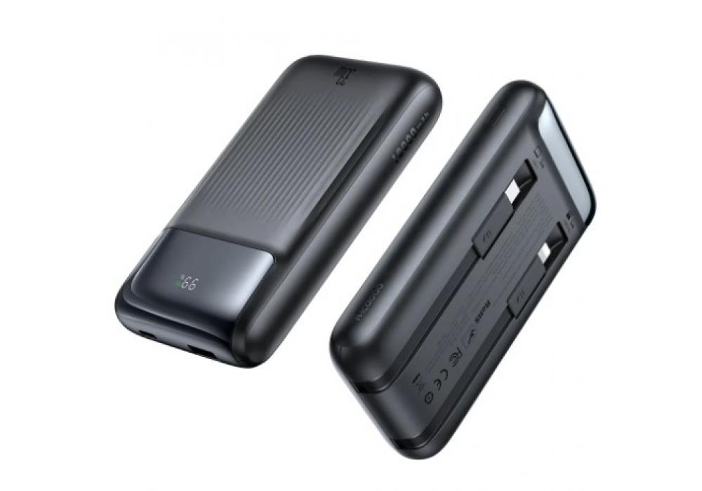 Mcdodo 10000mAh 33W Power Bank with Built in Cables Digital Display - Black - 18 Months Warranty
