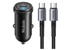 Mcdodo 30W PD Car Charger with C to C Cable Fast Charging - Black - 18 Months Warranty