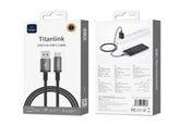 WiWU 1M Aluminum alloy Nylon braided TITAN LINK Series Charging Cable with USBA to Type C - Black