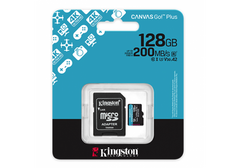 Kingston Memory Card 128GB micSDXC Canvas Go! Plus microSD memory card or mobile gaming, drones, action cams and Android™ device Speeds of up to 200MB/s read
