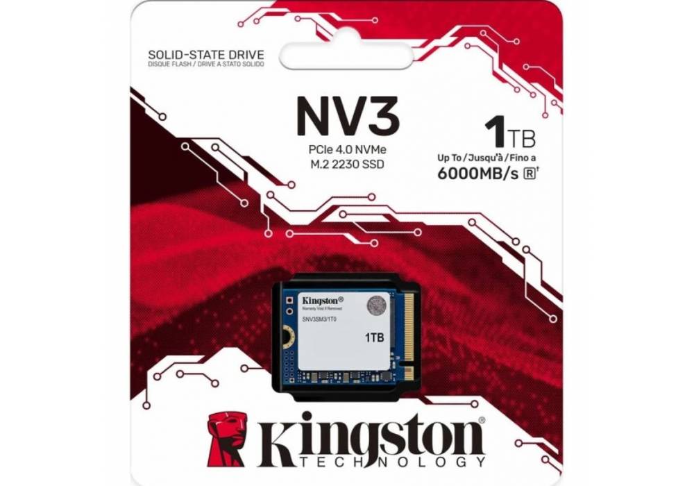Kingston NV3 1TB M.2 2230 NVMe PCIe Gen 4x4 3D Nand Internal SSD Up to 6000 MB/s