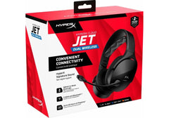 HyperX Cloud Jet - Wireless Gaming Headset Dual Wireless & Bluetooth Signature HyperX Sound Swivel-to-mute Boom Mic Up to 25 hours of Playtime Intuitive Audio Controls , Black