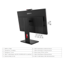 Lenovo ThinkVision T27QD-4v 27" IPS QHD 120Hz VoIP Monitor Built-in 5MP IR+RGB Webcam & 2x5W Speakers & Mic w/ 100W USB-C Docking, HDMI 2.1, DP, RJ45 Ethernet & USB Hub Adjustable Stand - 3 Year Warranty