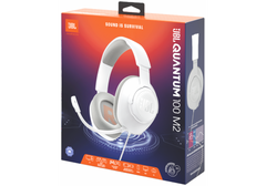 JBL Quantum 100M2 - Wired Over-Ear Gaming Headset with omnidirectional, Detachable mic with Mute Option and Fabric-Covered Memory Foam Ear Cushions, Compatible with All Platforms (White)