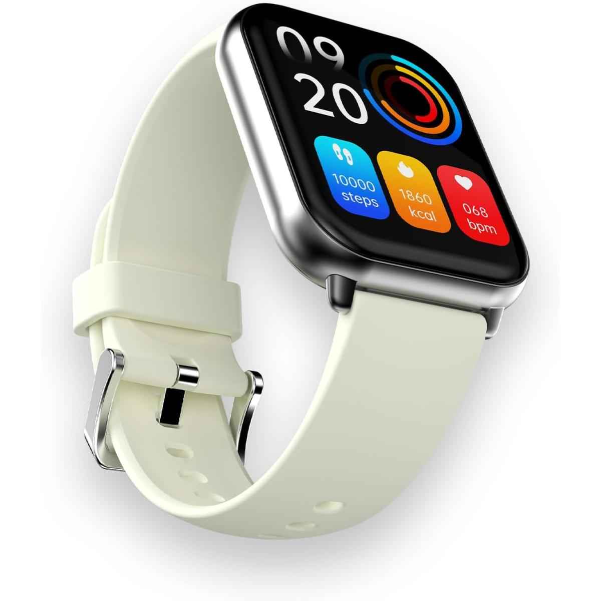 Hifuture Zone2 Bluetooth Calling Smart Watch, 1.96 Inch Amoled Ips Display, Ip68 Waterproof, Health Monitoring & 100+ Sports Modes, Up To 7 Days Battery Life Silver