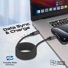Promate Springy USB-C to USB-C Premium Magnetic Self-Organizing Cable with 60W PD
