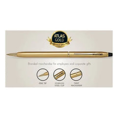 Montex Atlas Gold Ball Pen, Stainless steel clip, fine tip