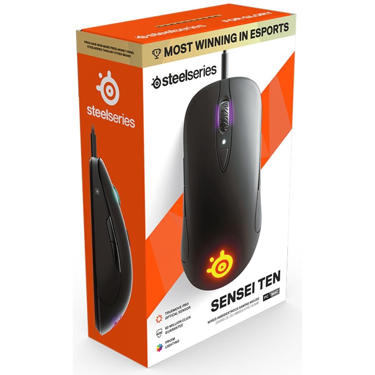 SteelSeries Sensei Ten RGB TrueMove Pro Optical Sensor Wired Gaming Mouse,18000 DPI , Ambidextrous, 8 Programmable Buttons | Sensei Ten | SteelSeries Sensei Ten RGB TrueMove Pro Optical Sensor Wired Gaming Mouse,18000 DPI , Ambidextrous, 8 Programmable Buttons | Sensei Ten |