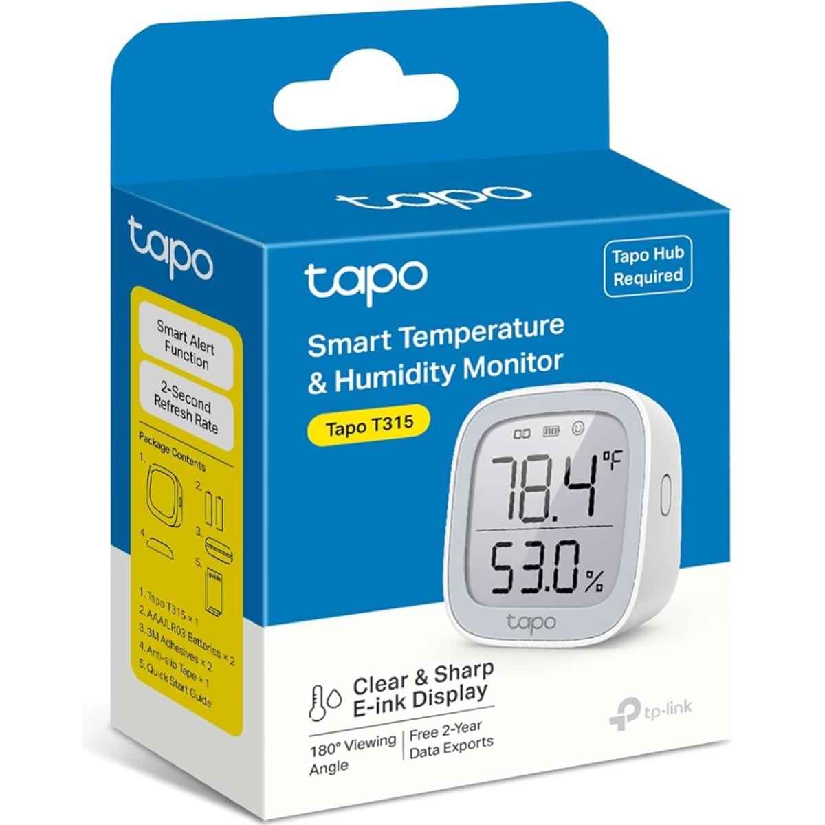 Tp Link Tapo T315 Smart Temperature And Humidity Monitor | Requires Tapo Hub | 2.7" E Ink Display | Swiss Made Sensor | Long Lasting Performance | Real Time Notification | Visual Graphics