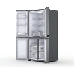 Whirlpool Side by Side Fridge, Free Standing 4 Doors, 91Cm, 677Lit, Self Closing Doors, Stainless Steel - WQ9 B2L G EX